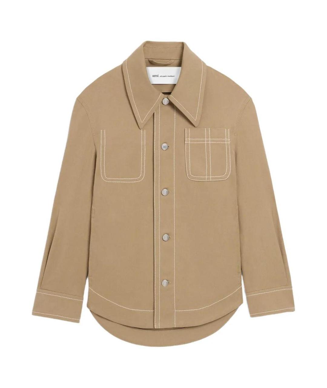 Ami Paris Бежевая хлопковая кэжуал рубашка, фото 1