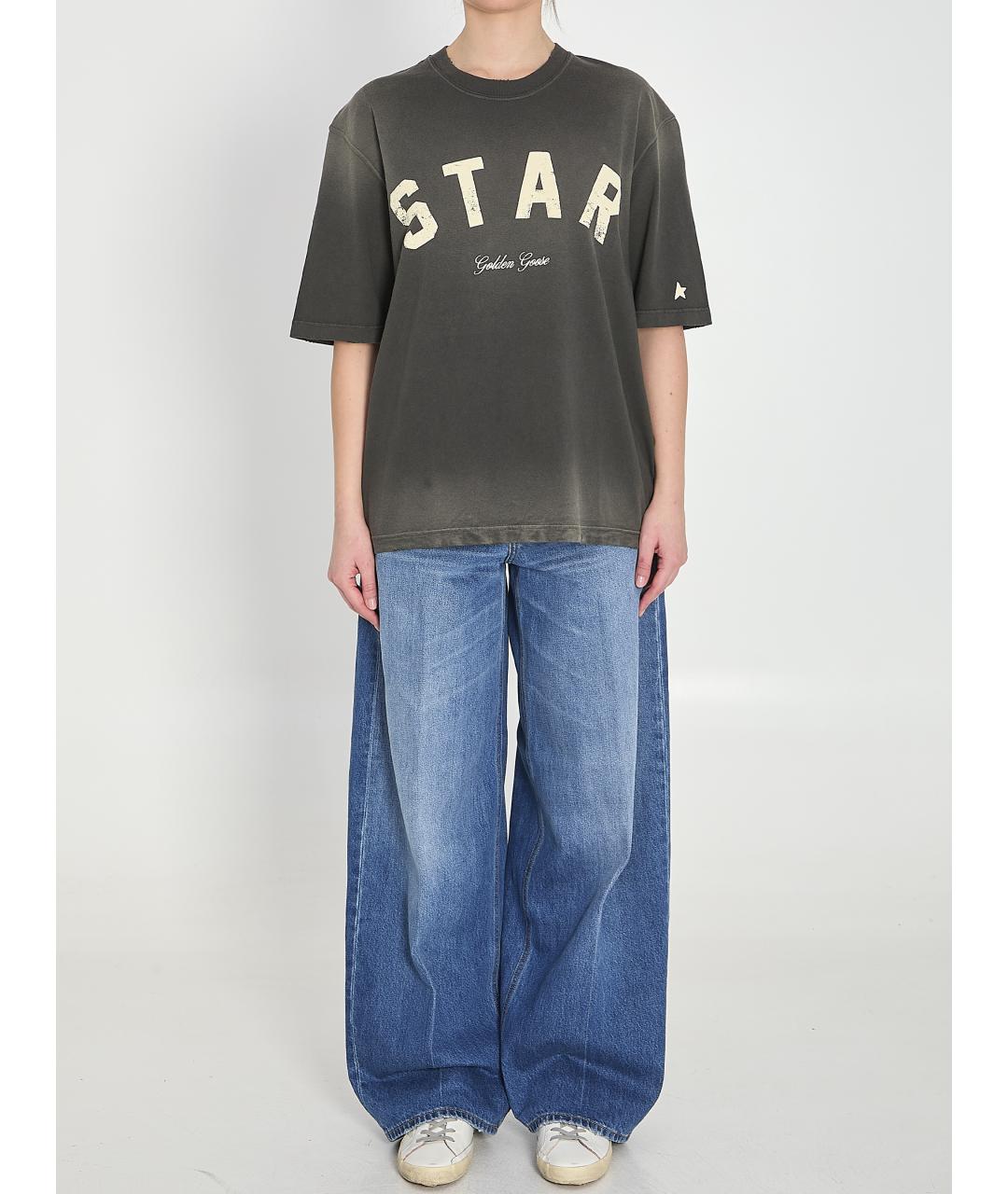 GOLDEN GOOSE DELUXE BRAND Черная хлопковая футболка, фото 6