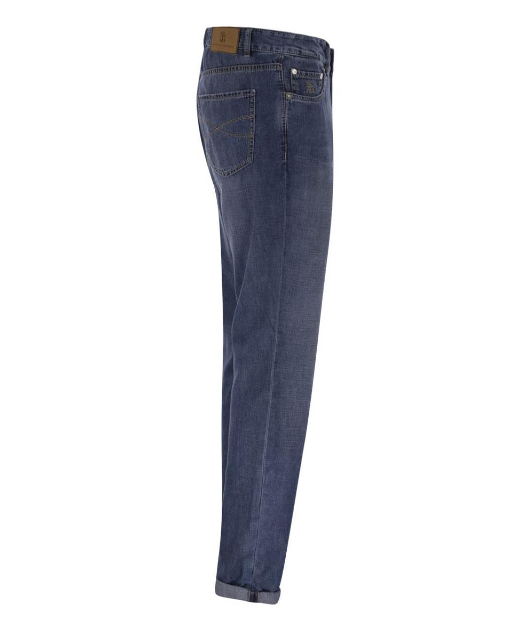 BRUNELLO CUCINELLI Синие хлопковые джинсы скинни, фото 3