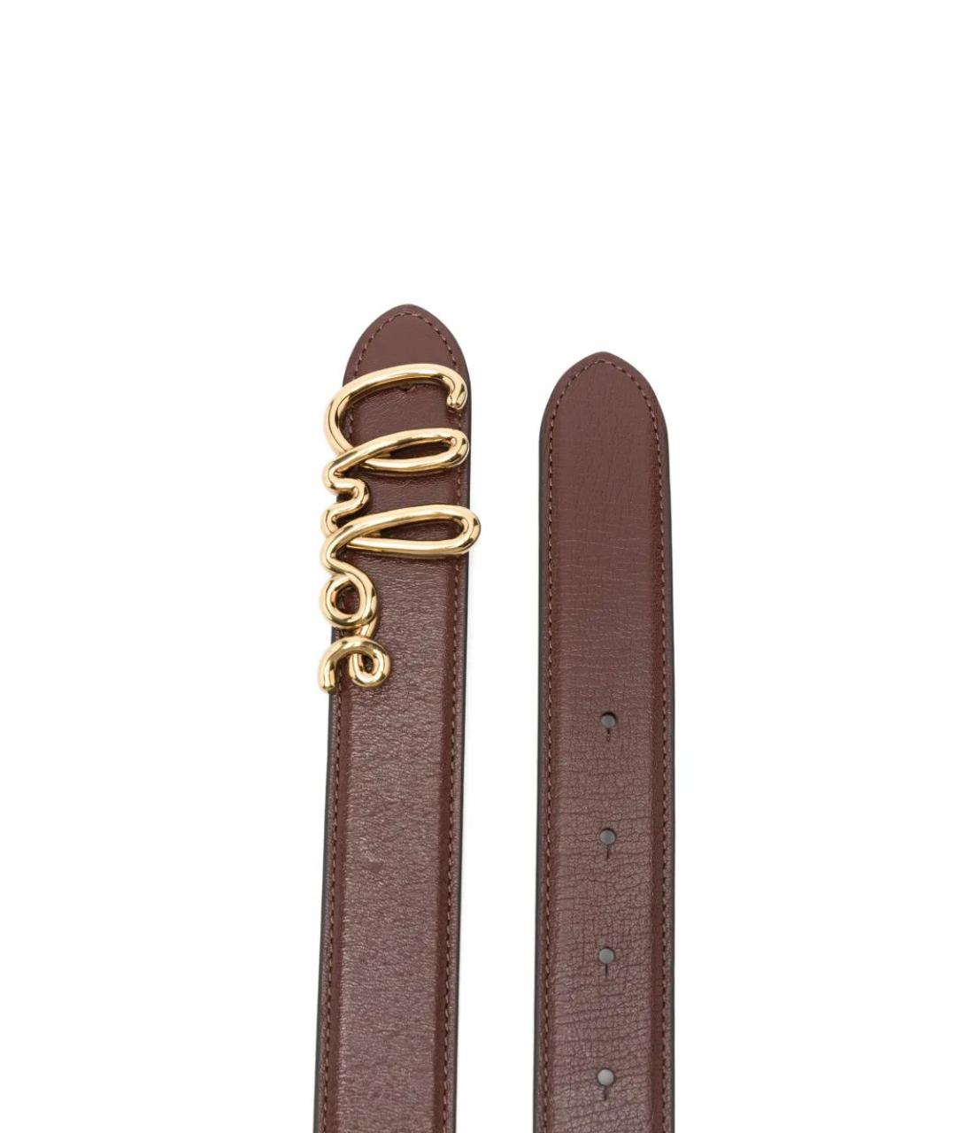 CHLOE Коричневый кожаный ремень, фото 3