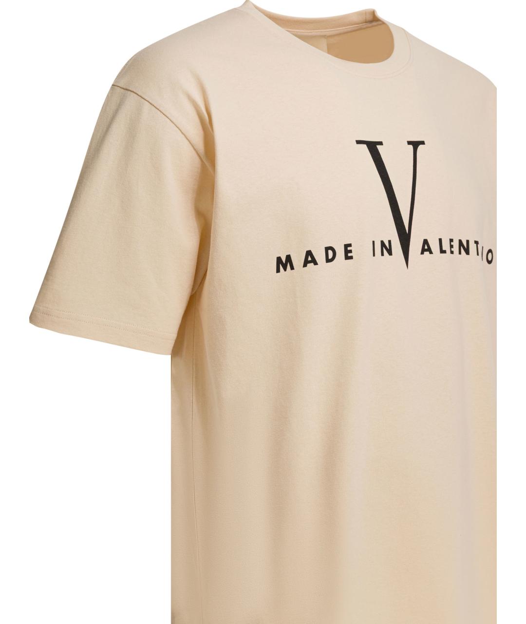 VALENTINO Бежевая хлопковая футболка, фото 4