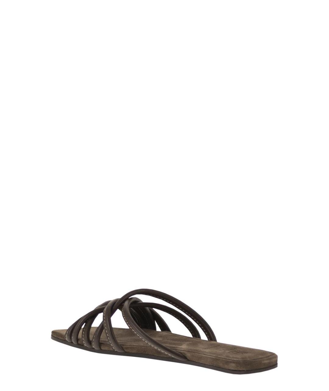 BRUNELLO CUCINELLI Коричневые кожаные шлепанцы, фото 3