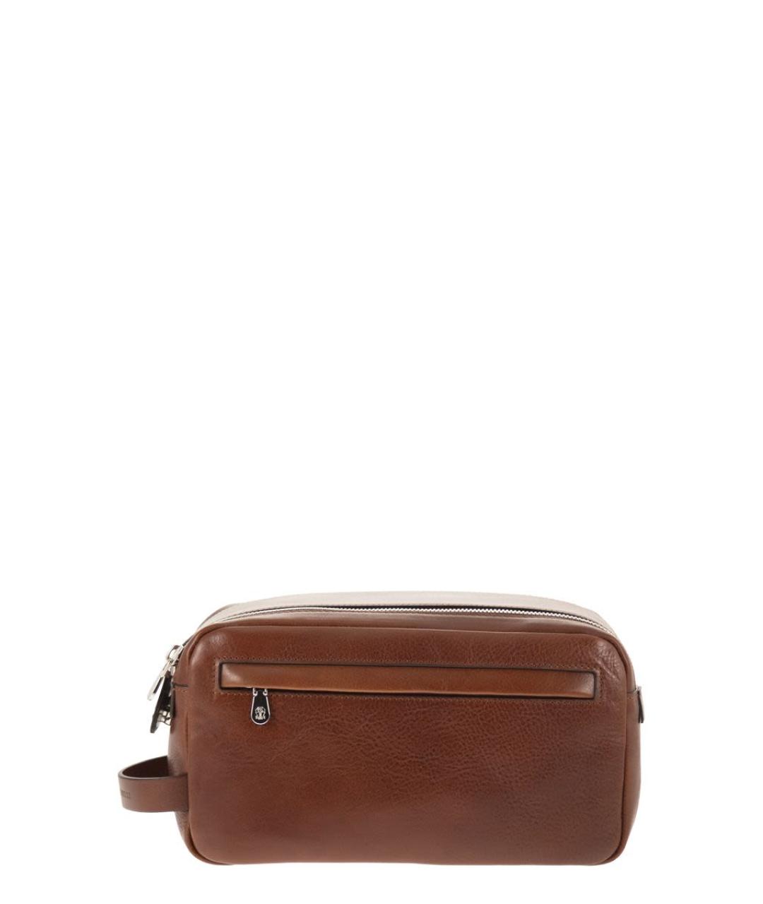 BRUNELLO CUCINELLI Коричневая кожаная барсетка, фото 1