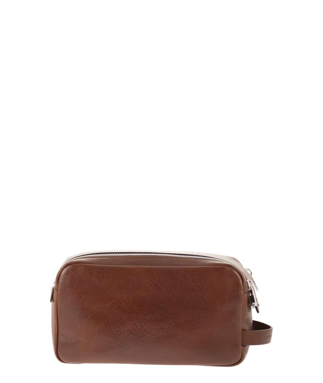 BRUNELLO CUCINELLI Коричневая кожаная барсетка, фото 3