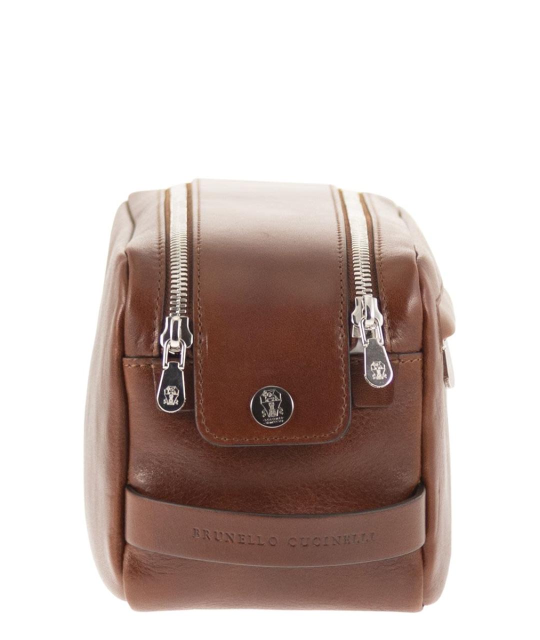 BRUNELLO CUCINELLI Коричневая кожаная барсетка, фото 5