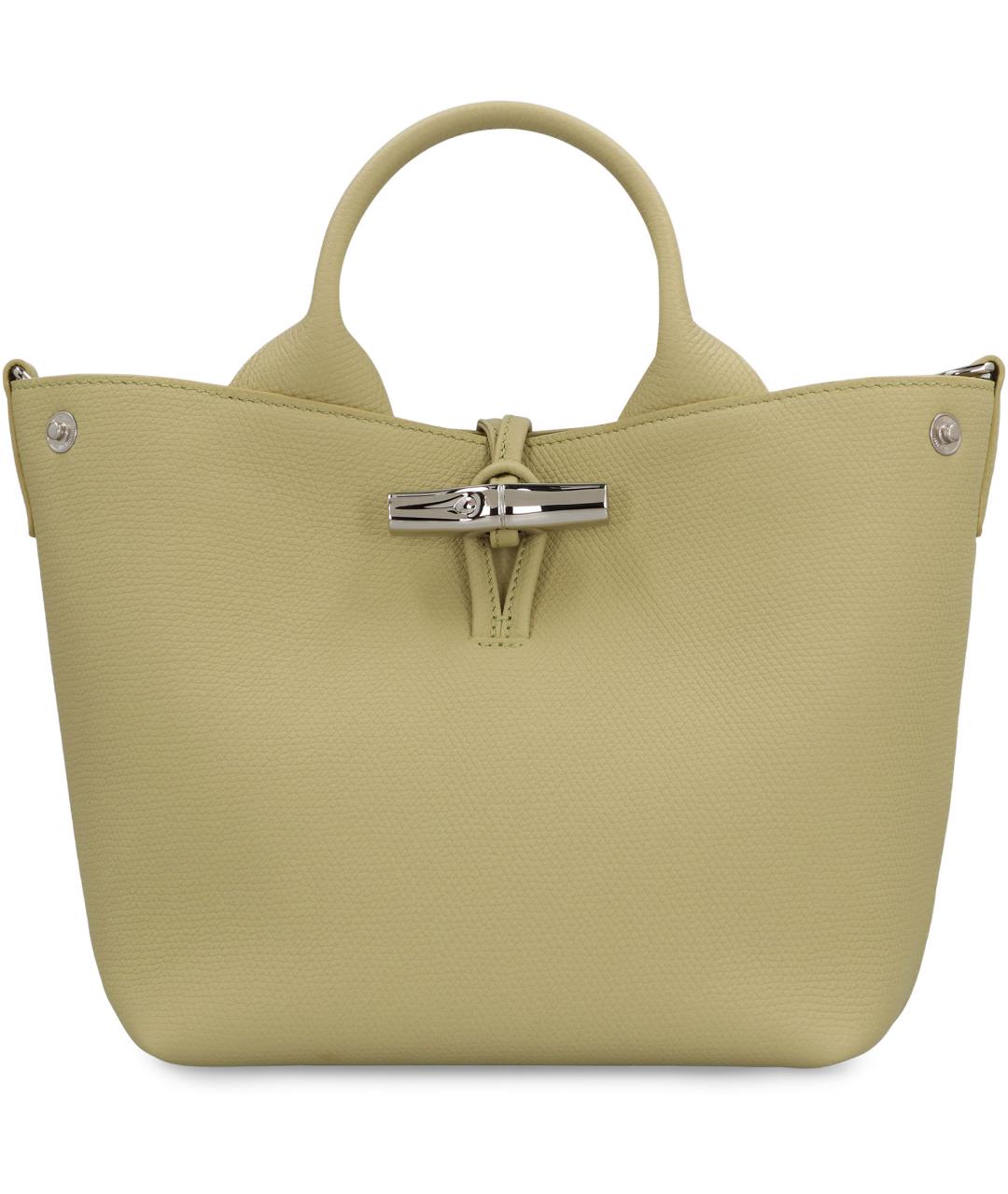 LONGCHAMP Зеленая кожаная сумка с короткими ручками, фото 1