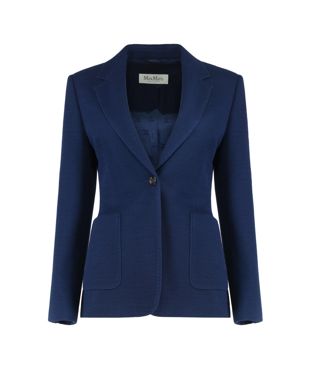 MAX MARA Синий шерстяной жакет/пиджак, фото 1
