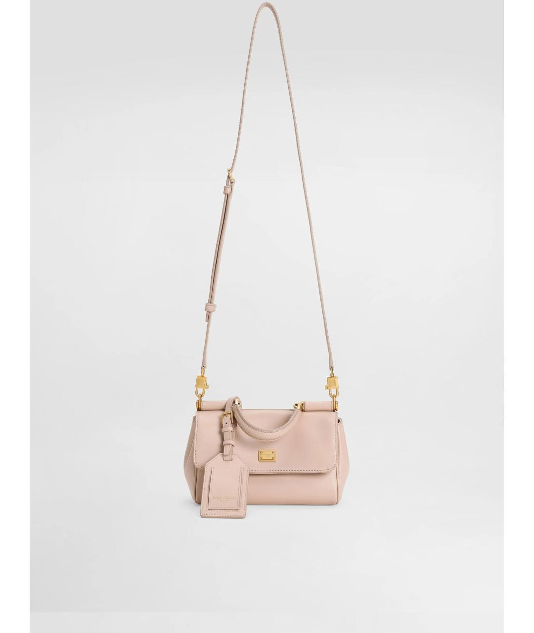 DOLCE&GABBANA Бежевая кожаная сумка тоут, фото 2