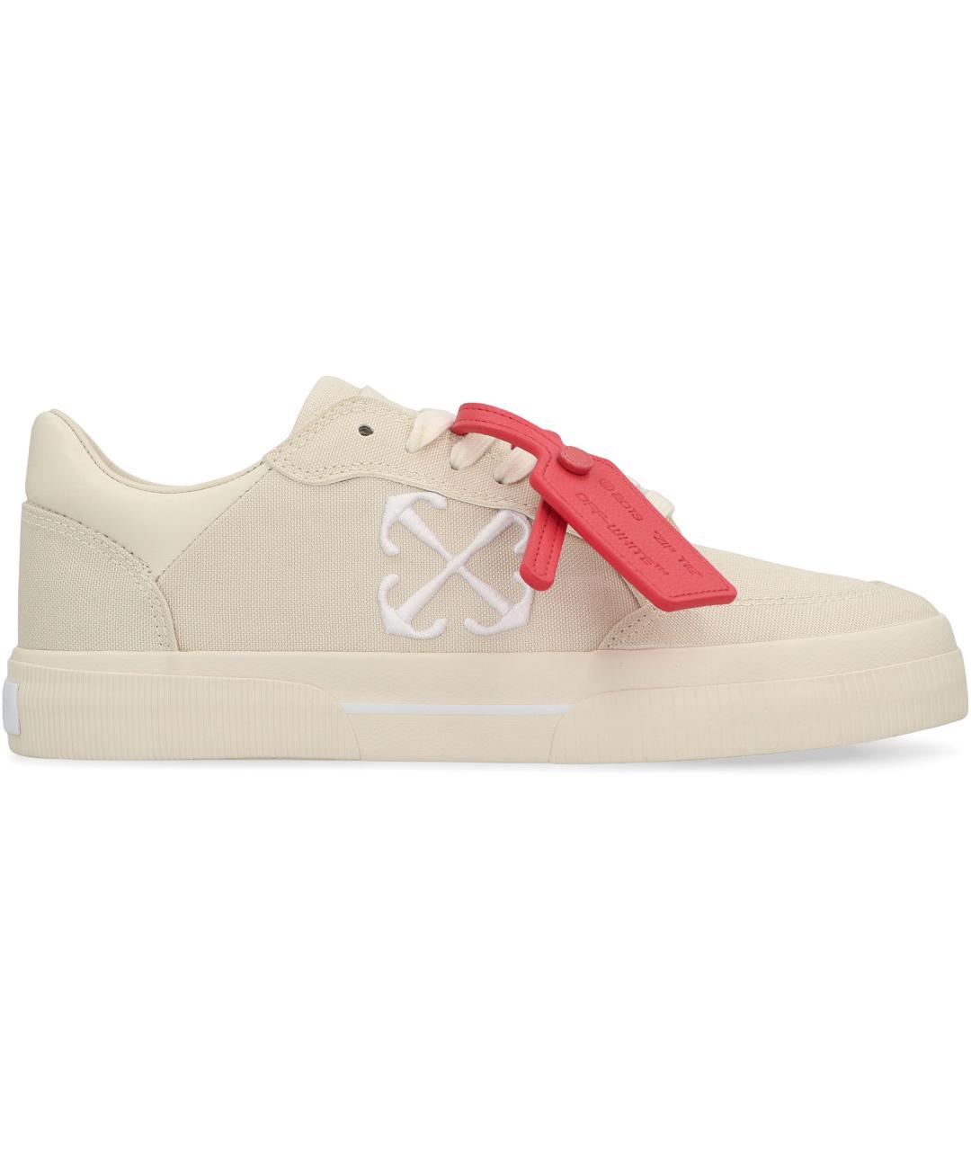 OFF-WHITE Бежевые текстильные кеды, фото 1