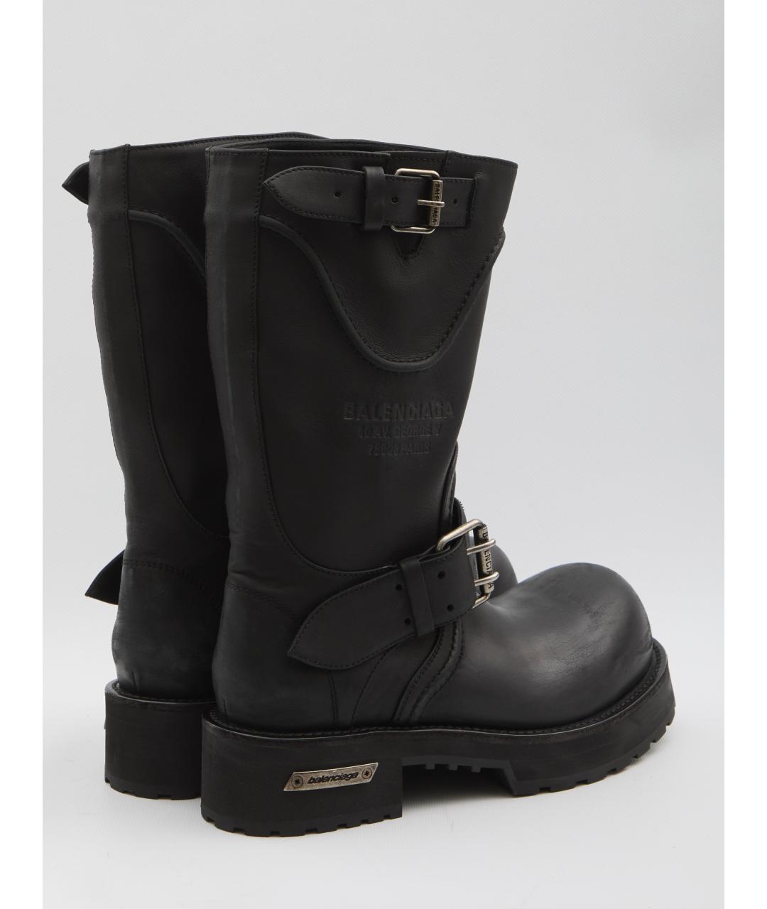BALENCIAGA Черные кожаные высокие ботинки, фото 3