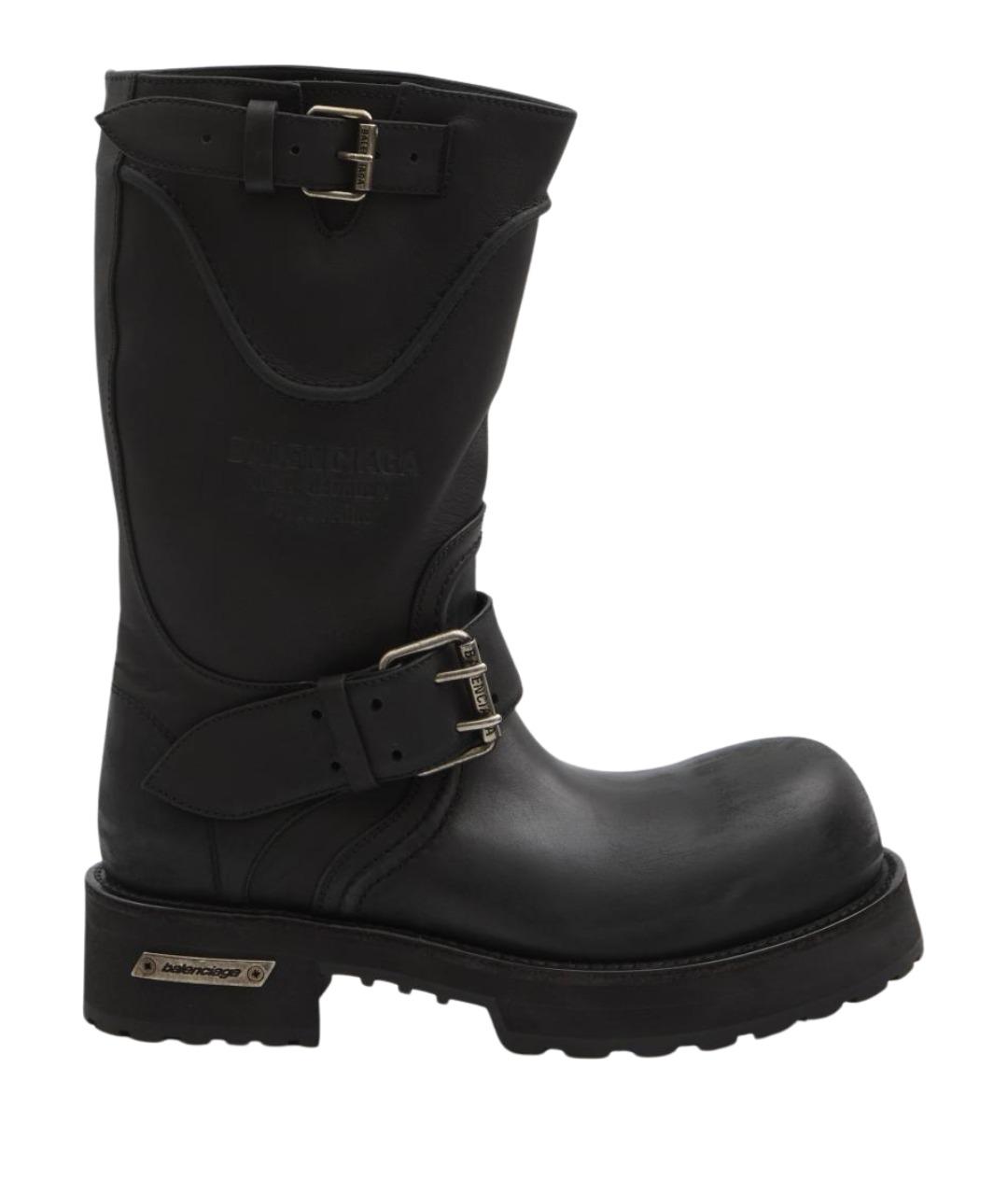 BALENCIAGA Черные кожаные высокие ботинки, фото 1