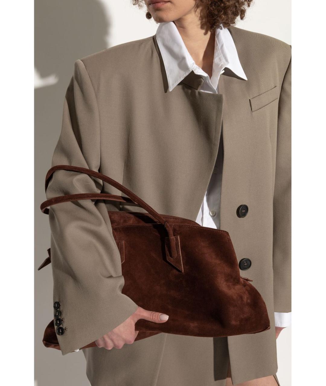 THE ATTICO Коричневая замшевая сумка тоут, фото 4