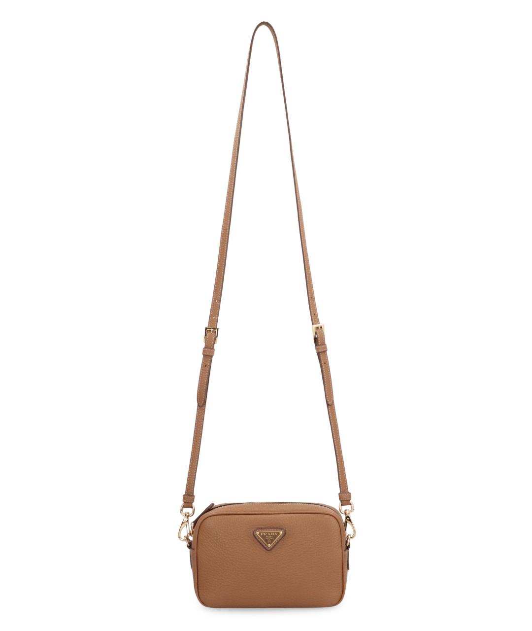 PRADA Бежевая кожаная сумка через плечо, фото 5