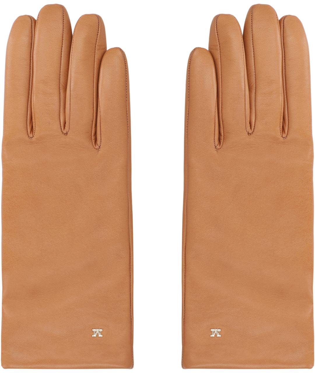 MAX MARA Коричневые кожаные перчатки, фото 3