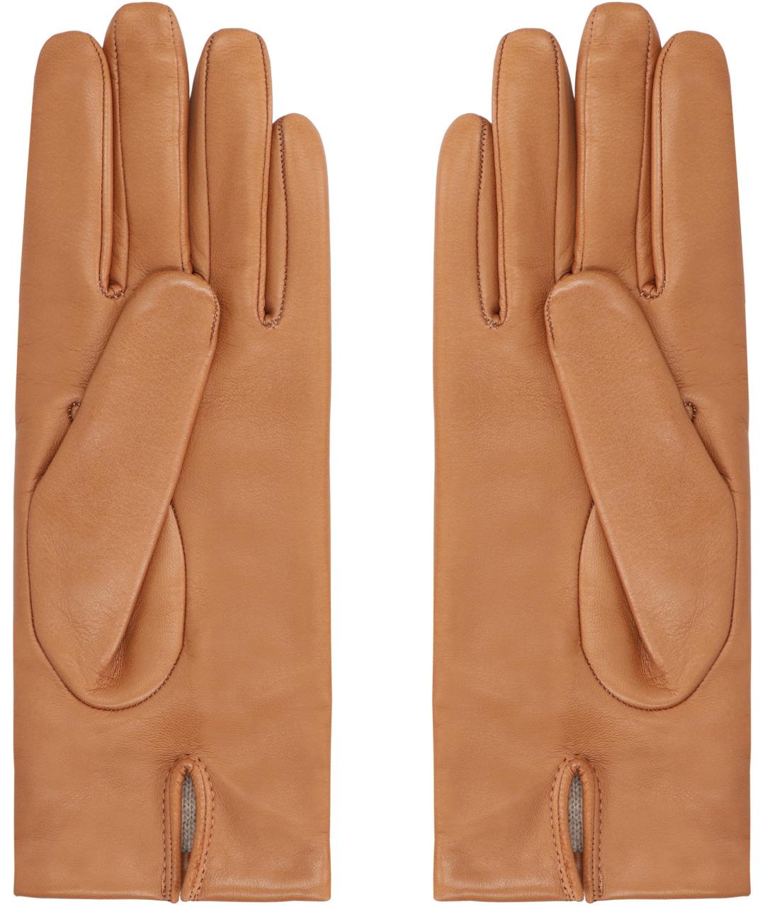 MAX MARA Коричневые кожаные перчатки, фото 2