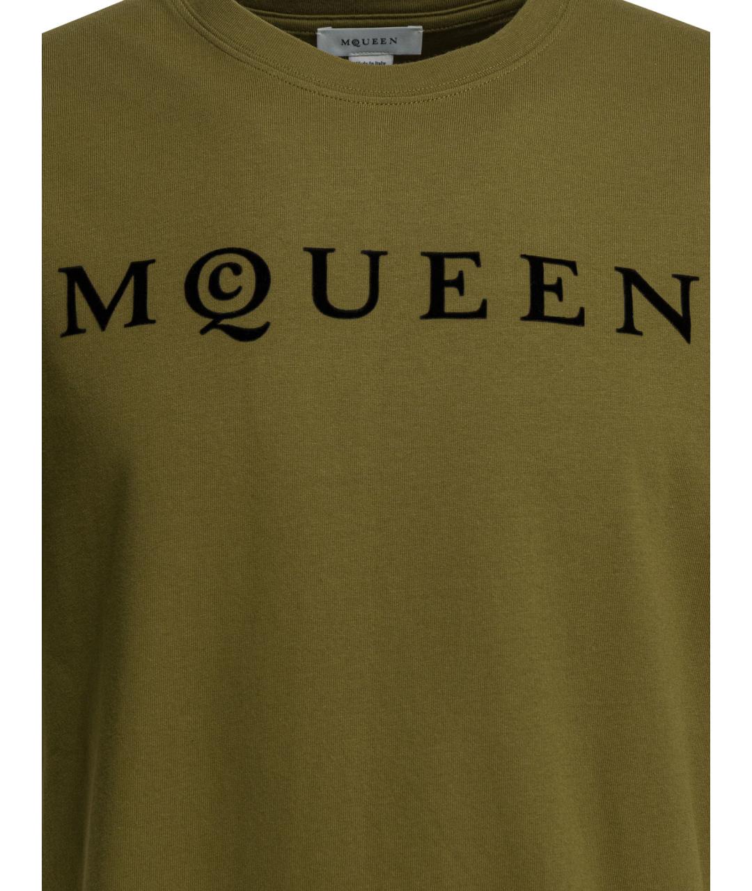 ALEXANDER MCQUEEN Зеленая хлопковая футболка, фото 3
