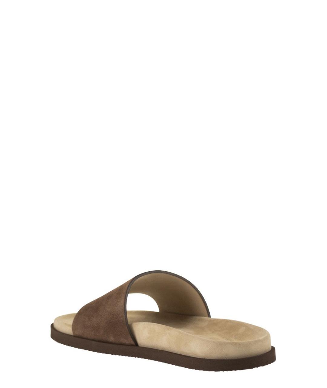BRUNELLO CUCINELLI Коричневые замшевые шлепанцы, фото 3