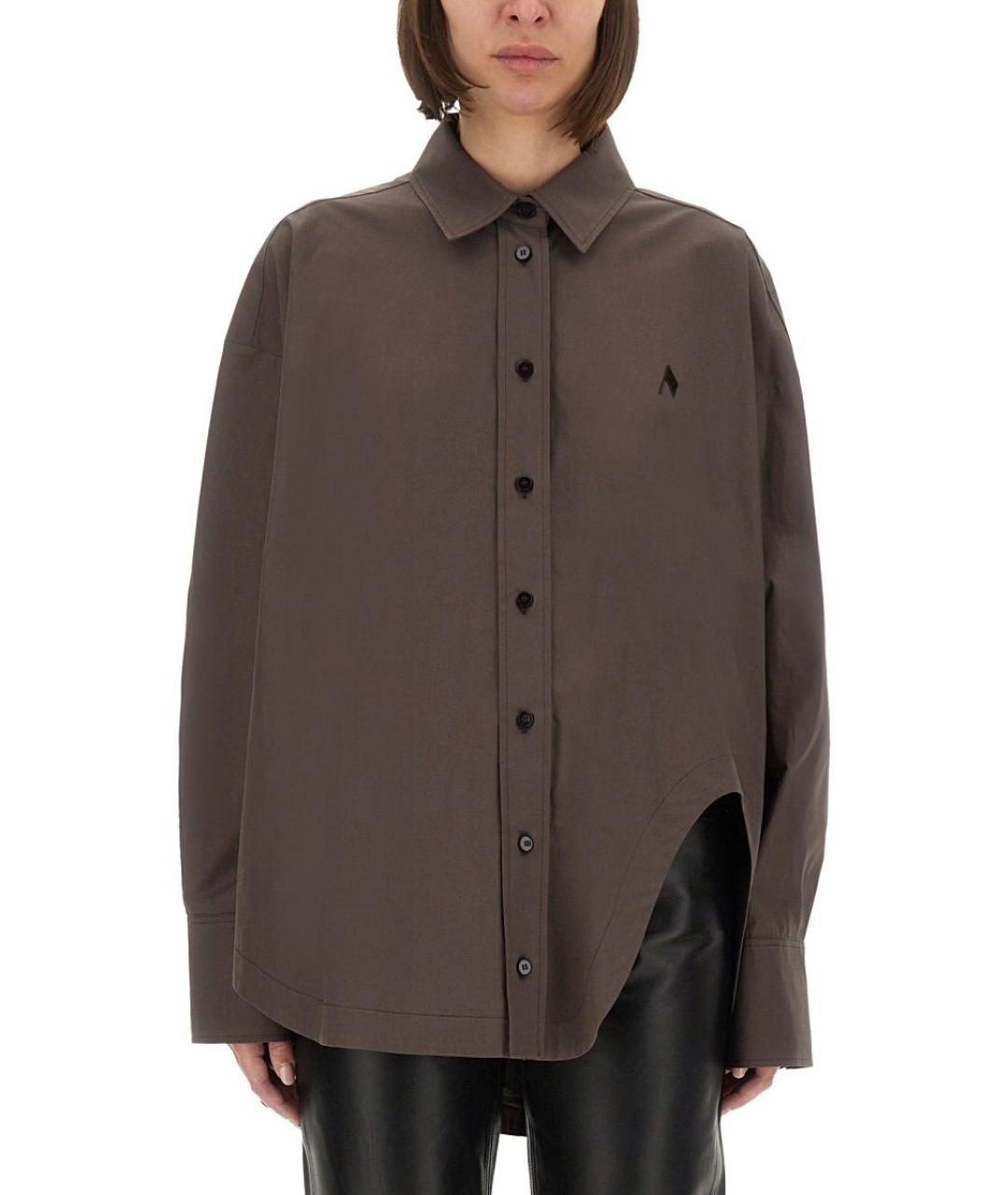 THE ATTICO Коричневая хлопковая рубашка, фото 2