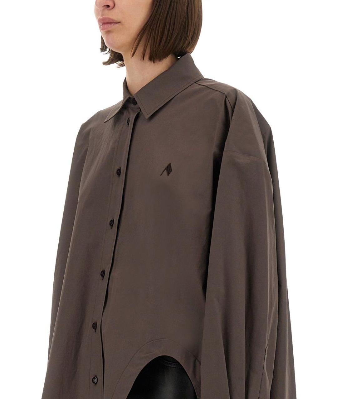 THE ATTICO Коричневая хлопковая рубашка, фото 5