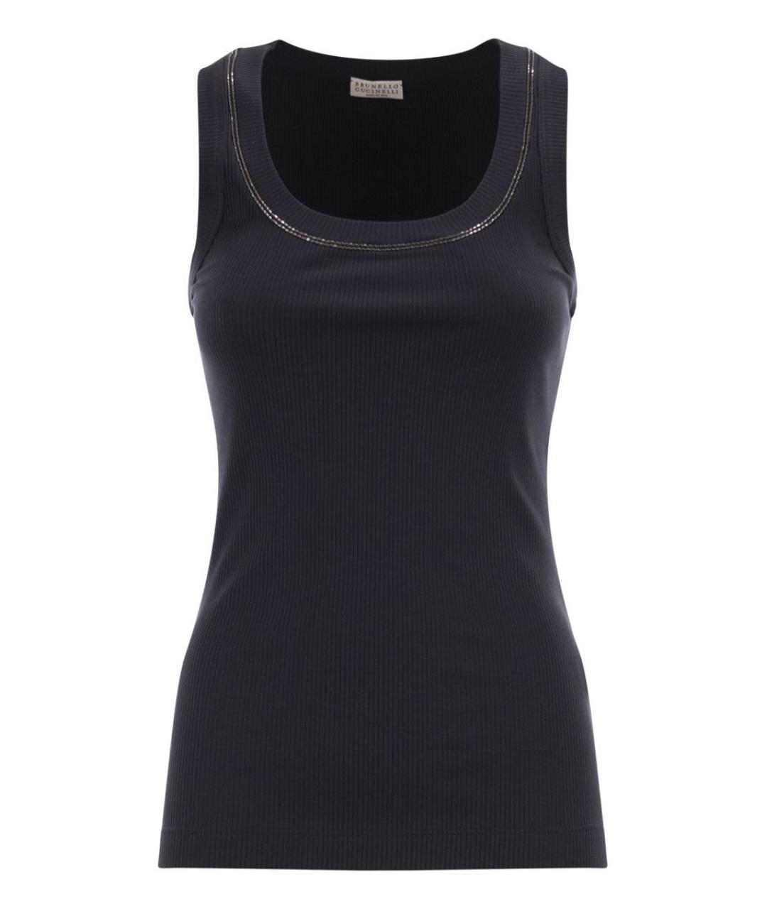 BRUNELLO CUCINELLI Темно-синяя хлопковая майка, фото 1