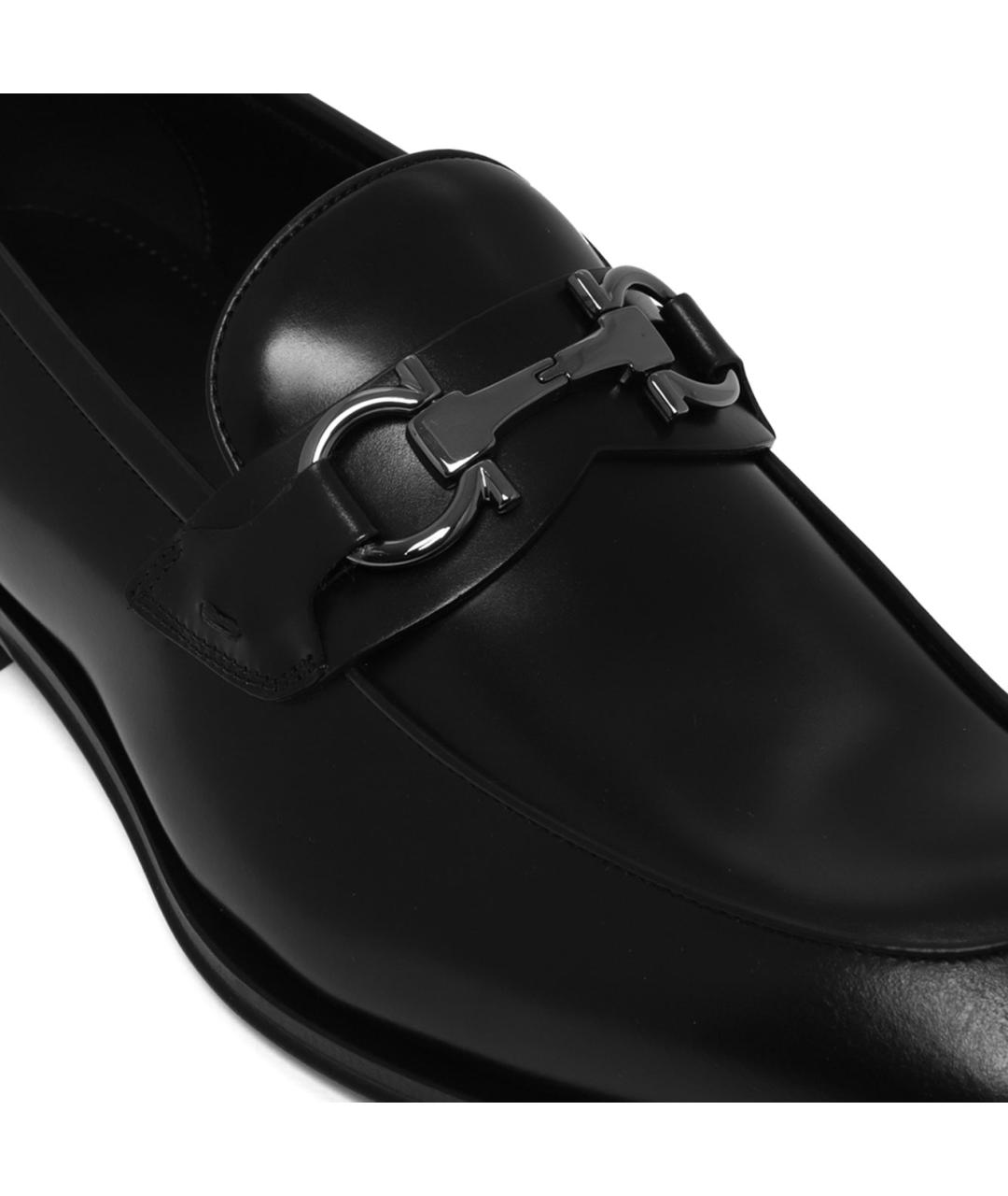 FERRAGAMO Черные кожаные лоферы, фото 4