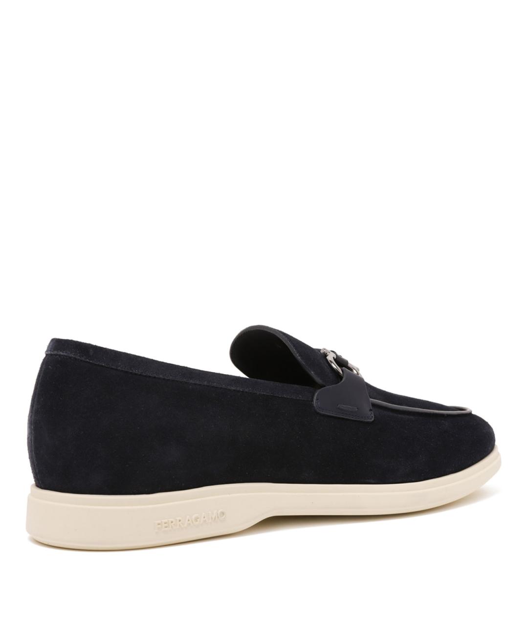FERRAGAMO Темно-синие замшевые лоферы, фото 3