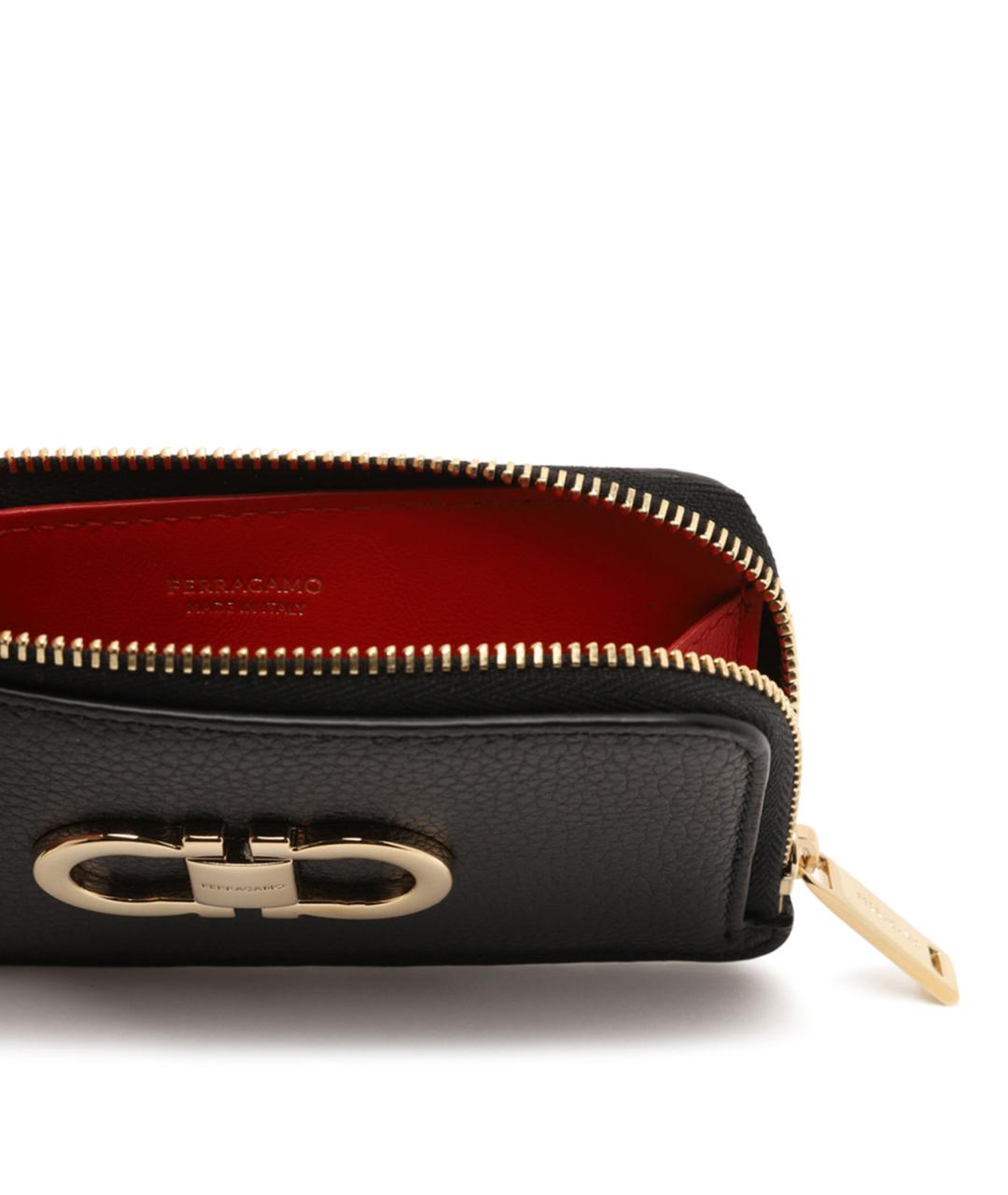FERRAGAMO Черный кожаный кошелек, фото 4
