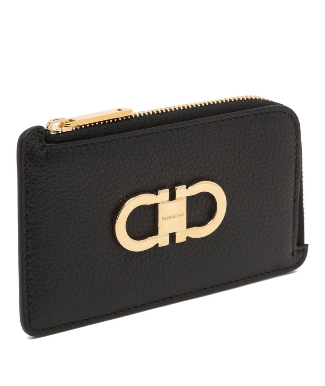 FERRAGAMO Черный кожаный кошелек, фото 3
