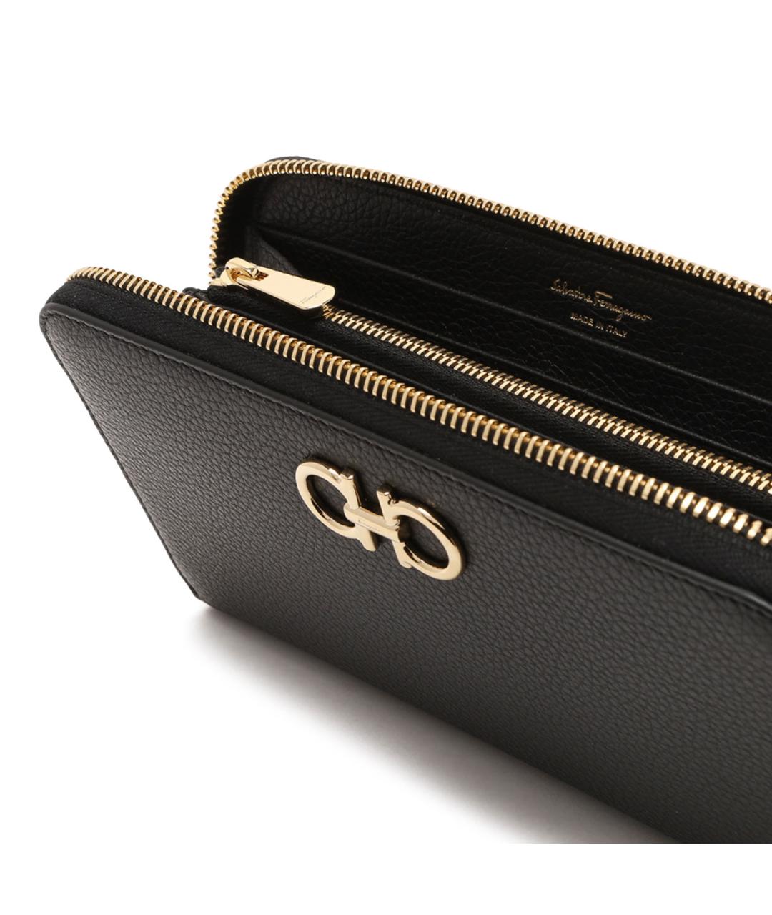 FERRAGAMO Черный кожаный кошелек, фото 4