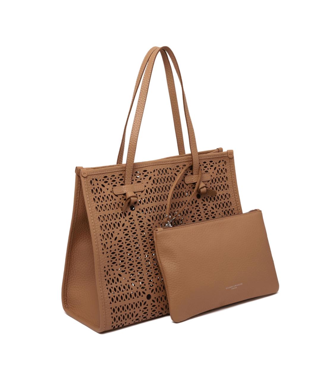 MARCELLA Коричневая кожаная сумка тоут, фото 2