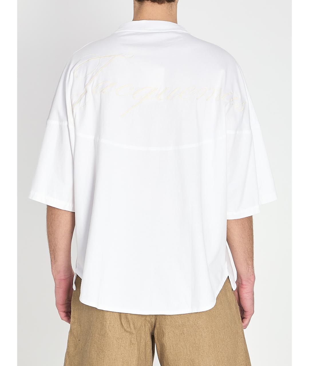 JACQUEMUS Белая хлопковая футболка, фото 4