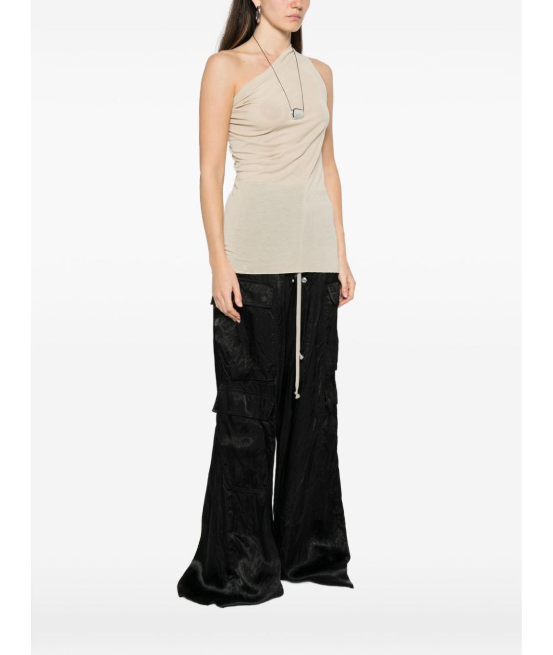 RICK OWENS Бежевая шелковая майка, фото 3