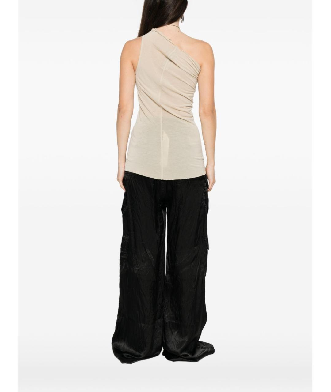 RICK OWENS Бежевая шелковая майка, фото 5