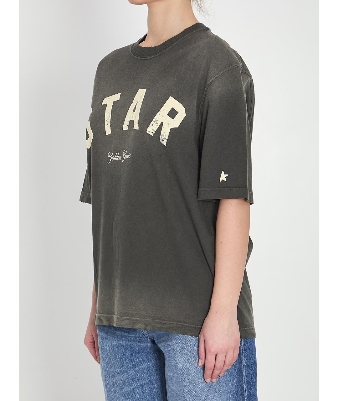 GOLDEN GOOSE DELUXE BRAND Черная хлопковая футболка, фото 3