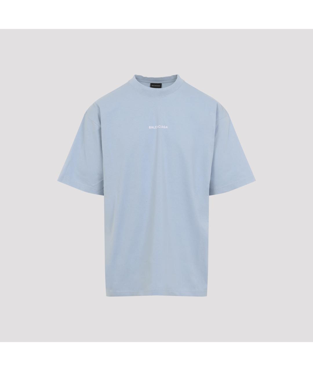 BALENCIAGA Голубая хлопковая футболка, фото 2