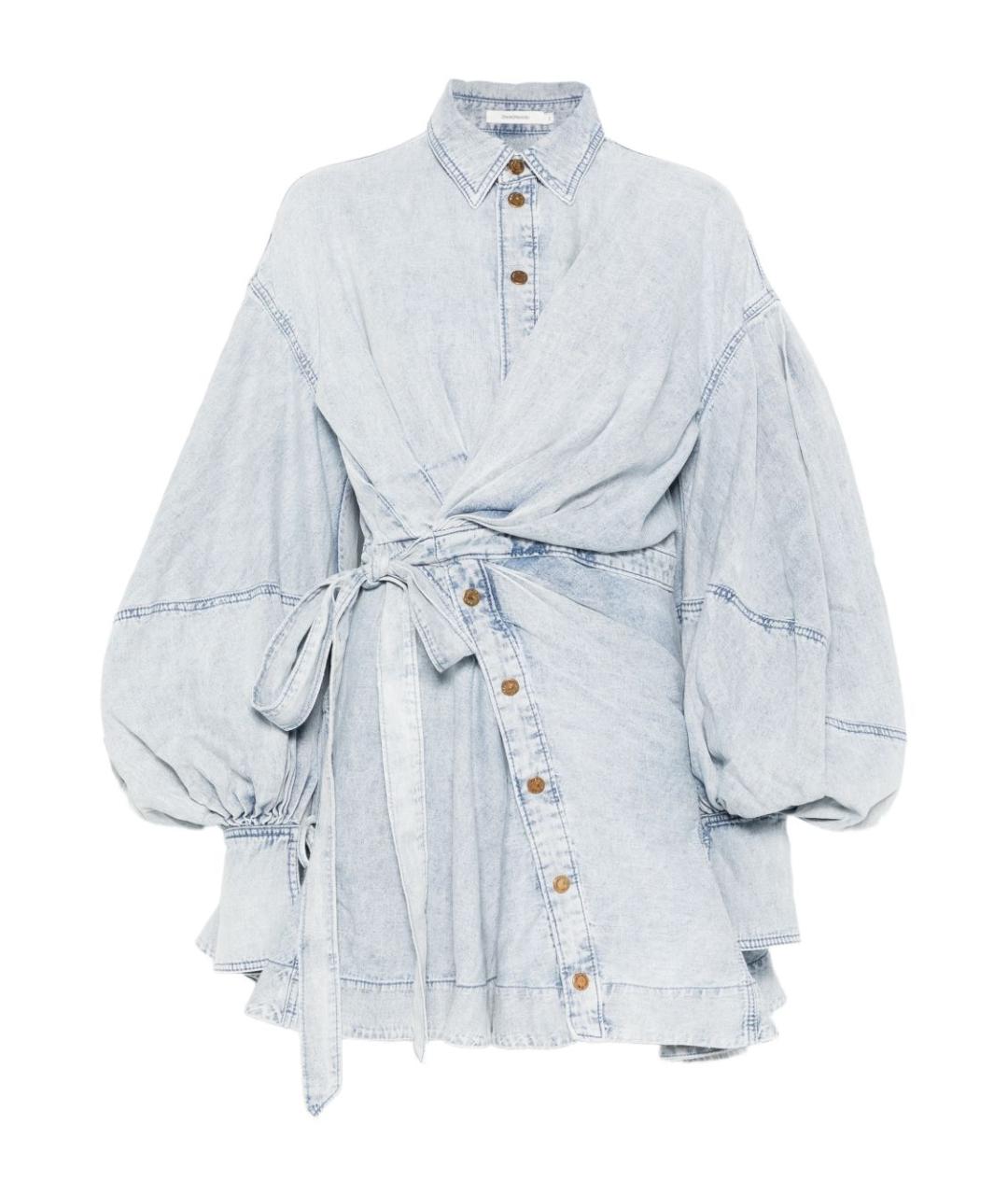 ZIMMERMANN Голубое хлопковое повседневное платье, фото 1