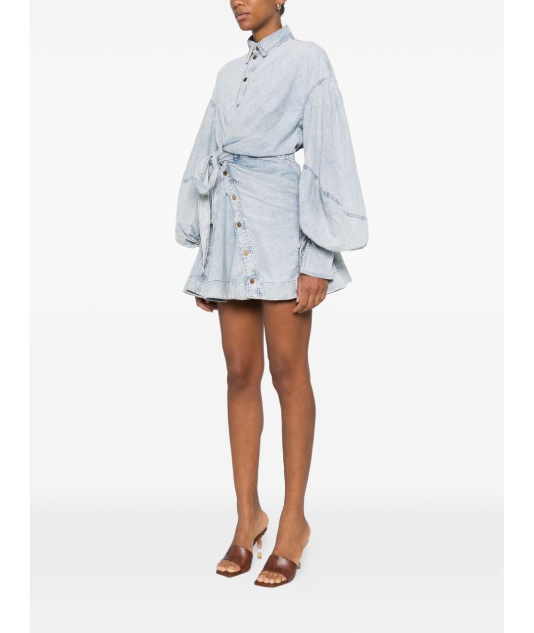 ZIMMERMANN Голубое хлопковое повседневное платье, фото 4