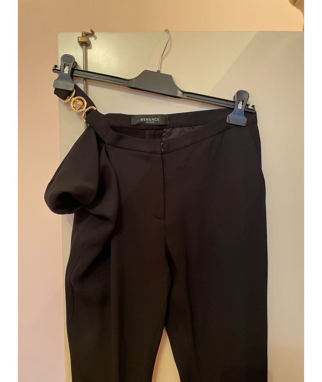 VERSACE Черные вискозные брюки широкие, фото 3