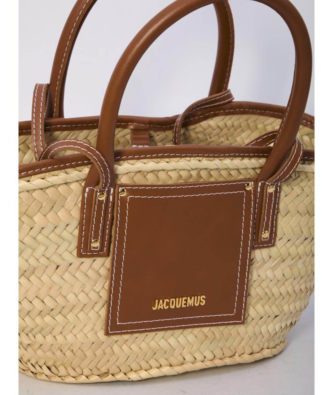 JACQUEMUS Бежевая пелетеная сумка тоут, фото 4