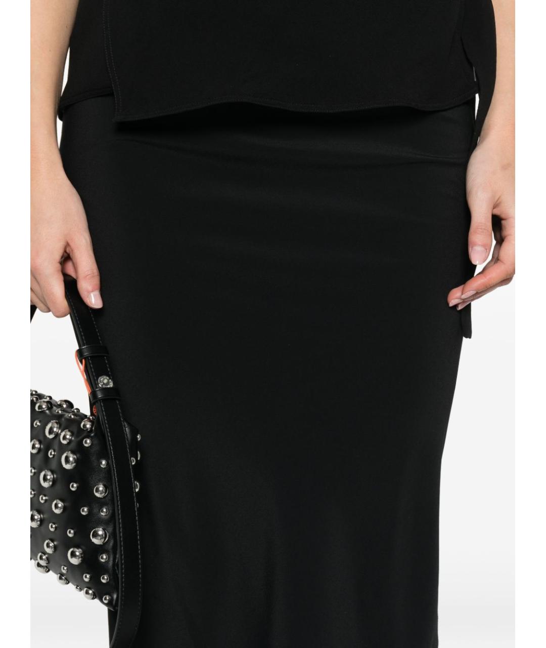 RICK OWENS Черная хлопковая юбка миди, фото 2