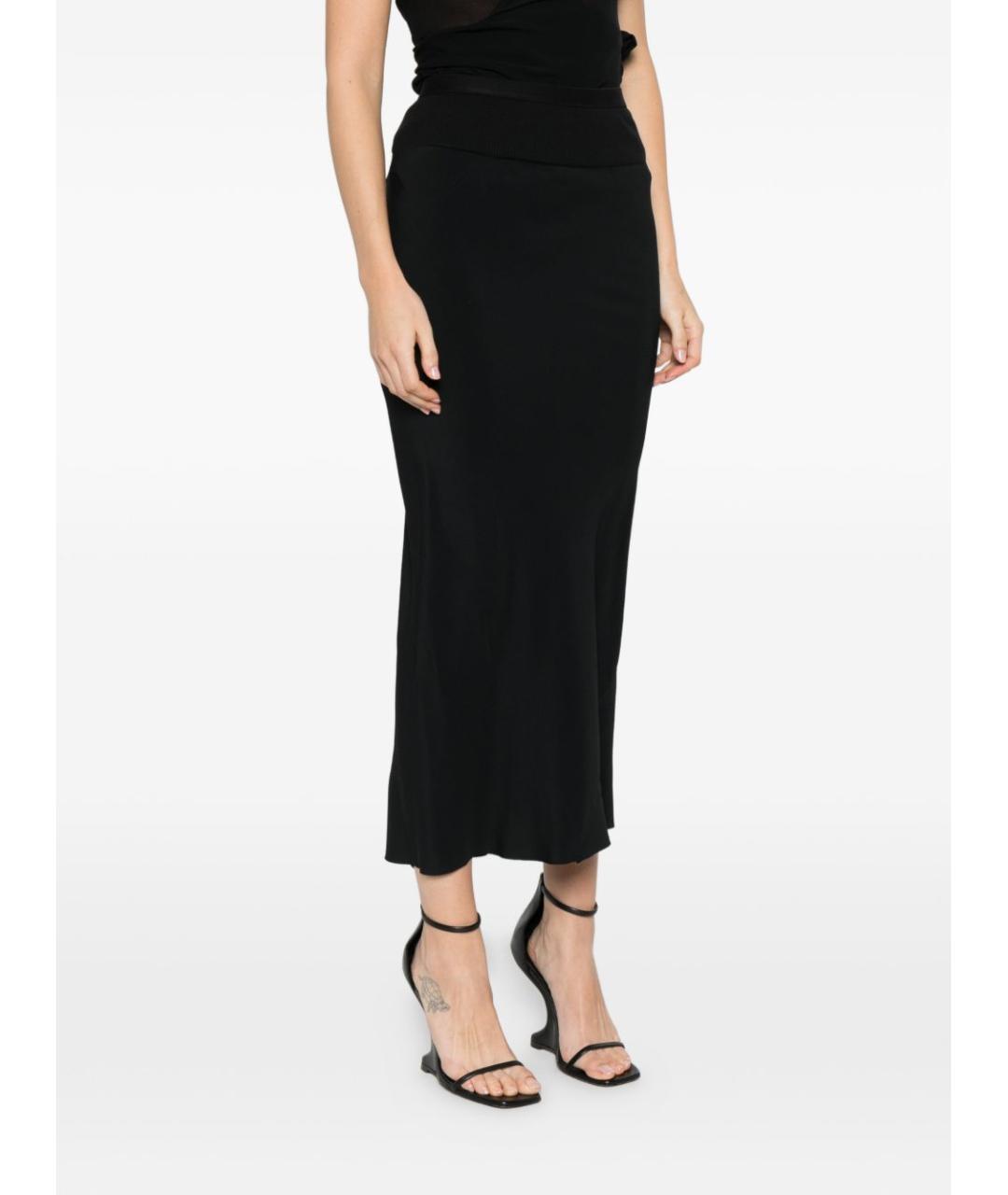 RICK OWENS Черная хлопковая юбка миди, фото 3