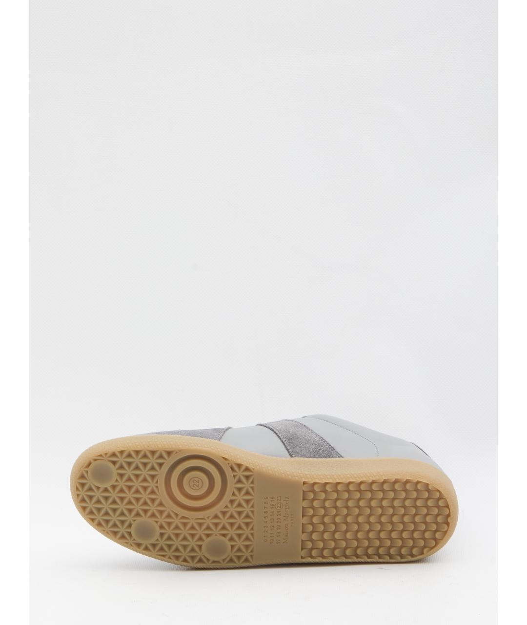 MAISON MARGIELA Серые кожаные низкие кроссовки / кеды, фото 4