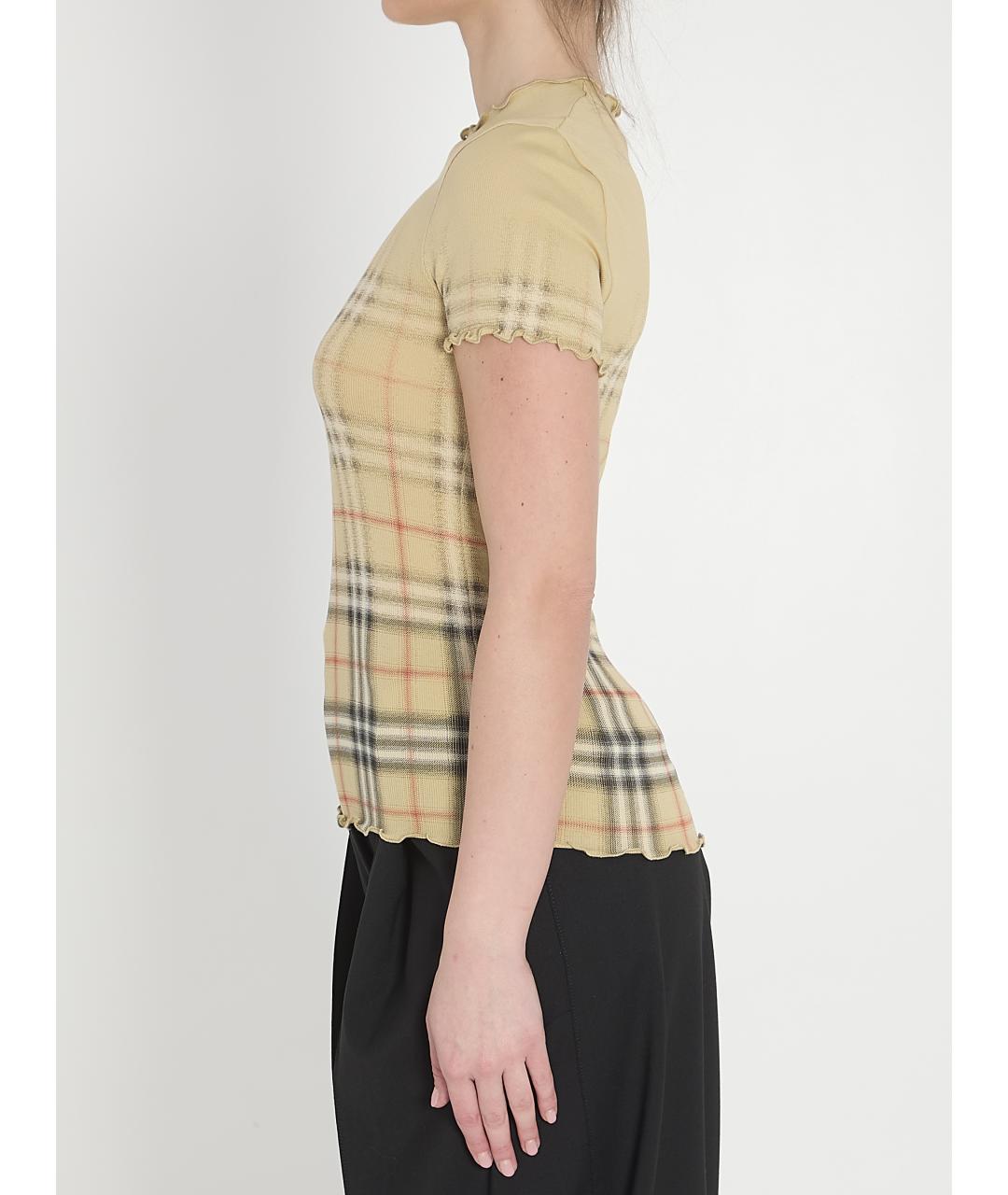 BURBERRY Бежевая хлопковая футболка, фото 4