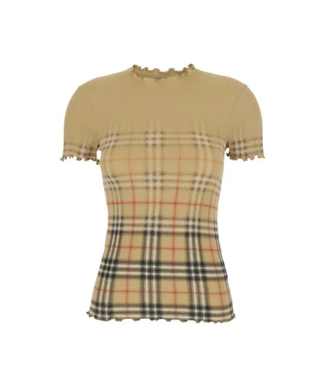 BURBERRY Бежевая хлопковая футболка, фото 1