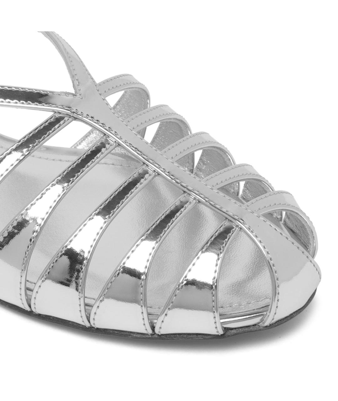 FERRAGAMO Серебряные кожаные сандалии, фото 4