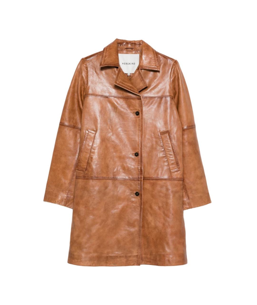 HERSKIND Коричневый кожаный тренч/плащ, фото 1