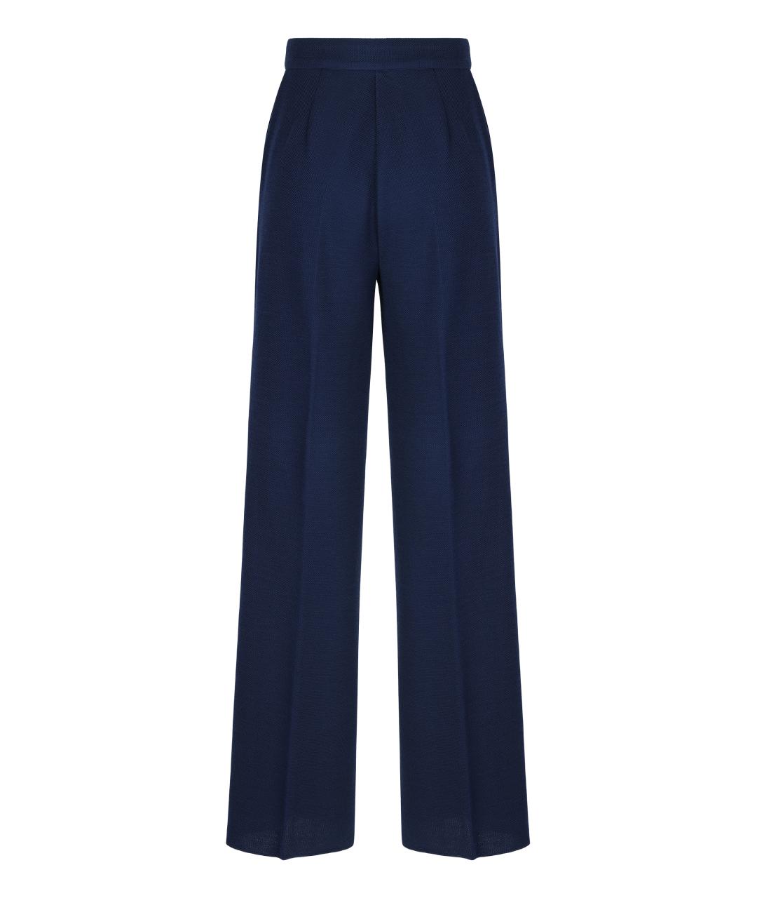 MAX MARA Синие шерстяные прямые брюки, фото 2