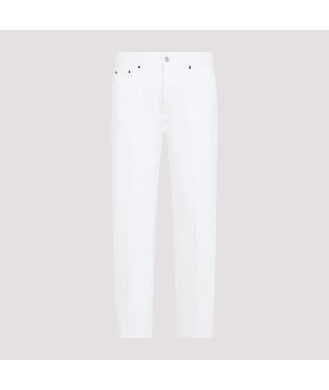 CELINE Белые хлопковые прямые джинсы, фото 3