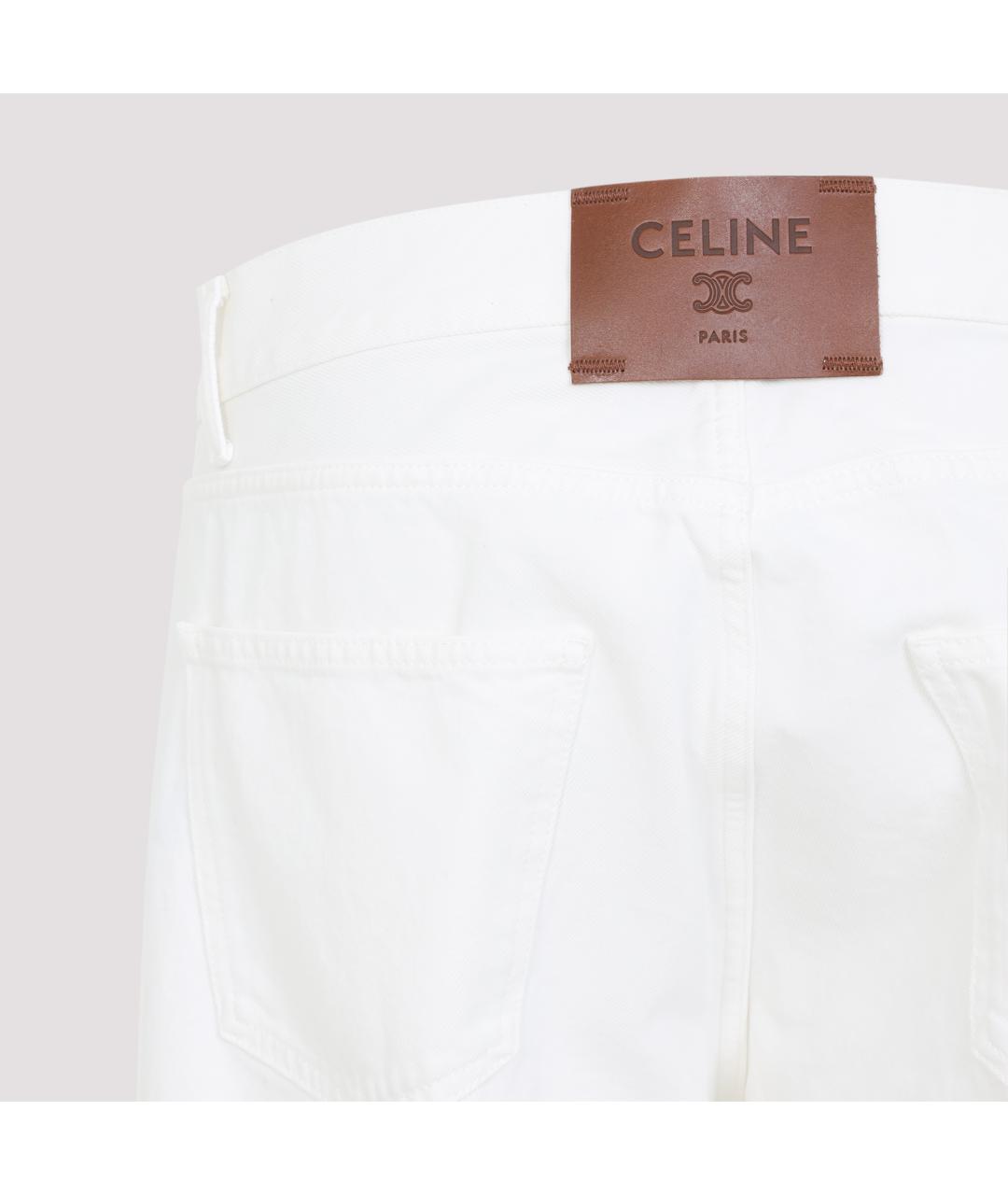 CELINE Белые хлопковые прямые джинсы, фото 5