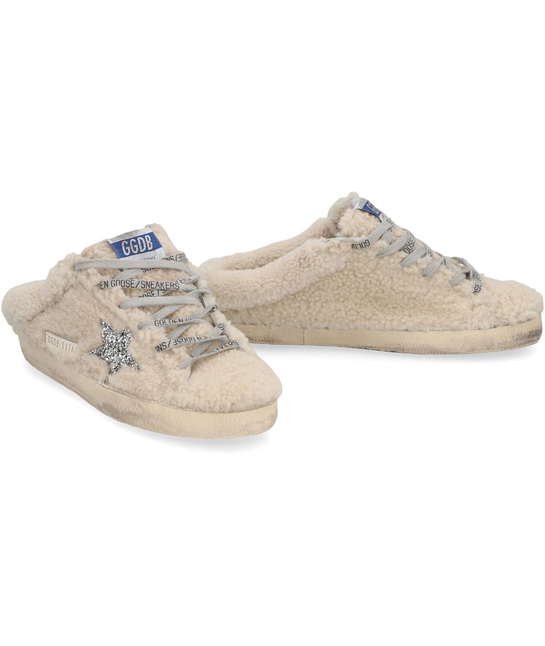 GOLDEN GOOSE DELUXE BRAND Бежевые кожаные мюли, фото 3